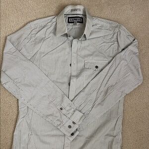 Express Men's Monochrome Striped Button-Down Shirt